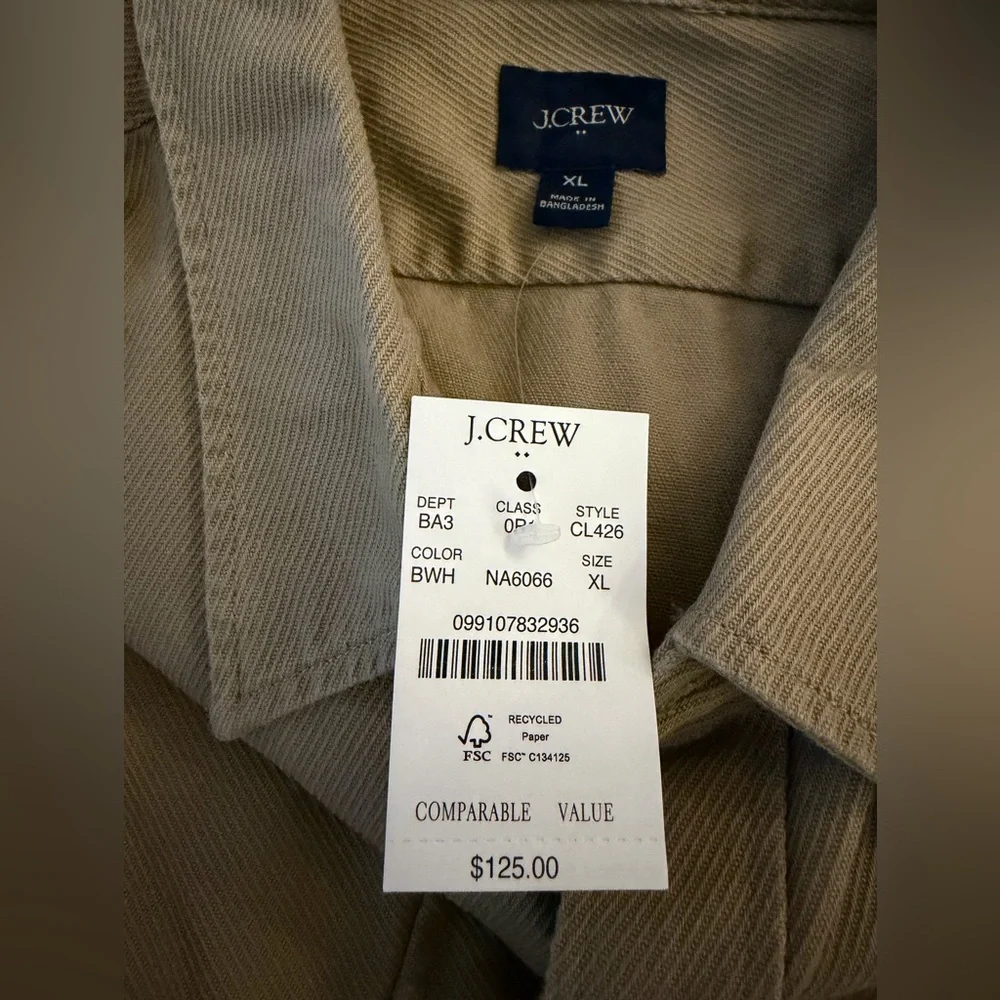 J. Crew Tan Cotton Twill - Collared Shirt - NWT - Size XL - Picture 2 of 5